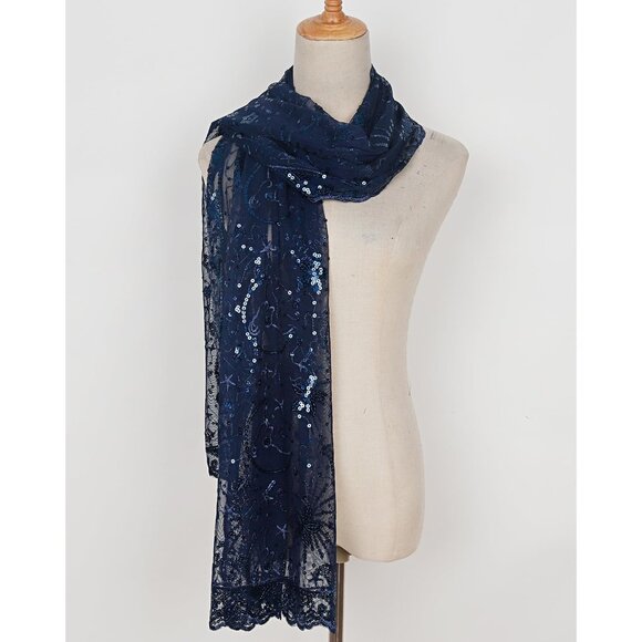WOMEN'S 1920s Sequined Shawl Wraps - navyblue - Picture 5 of 8